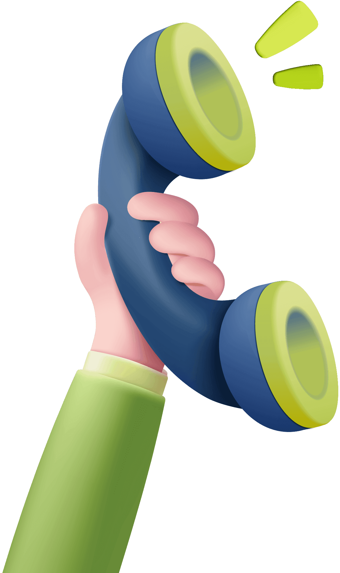 Illustration: Hand hält einen Telefonhörer